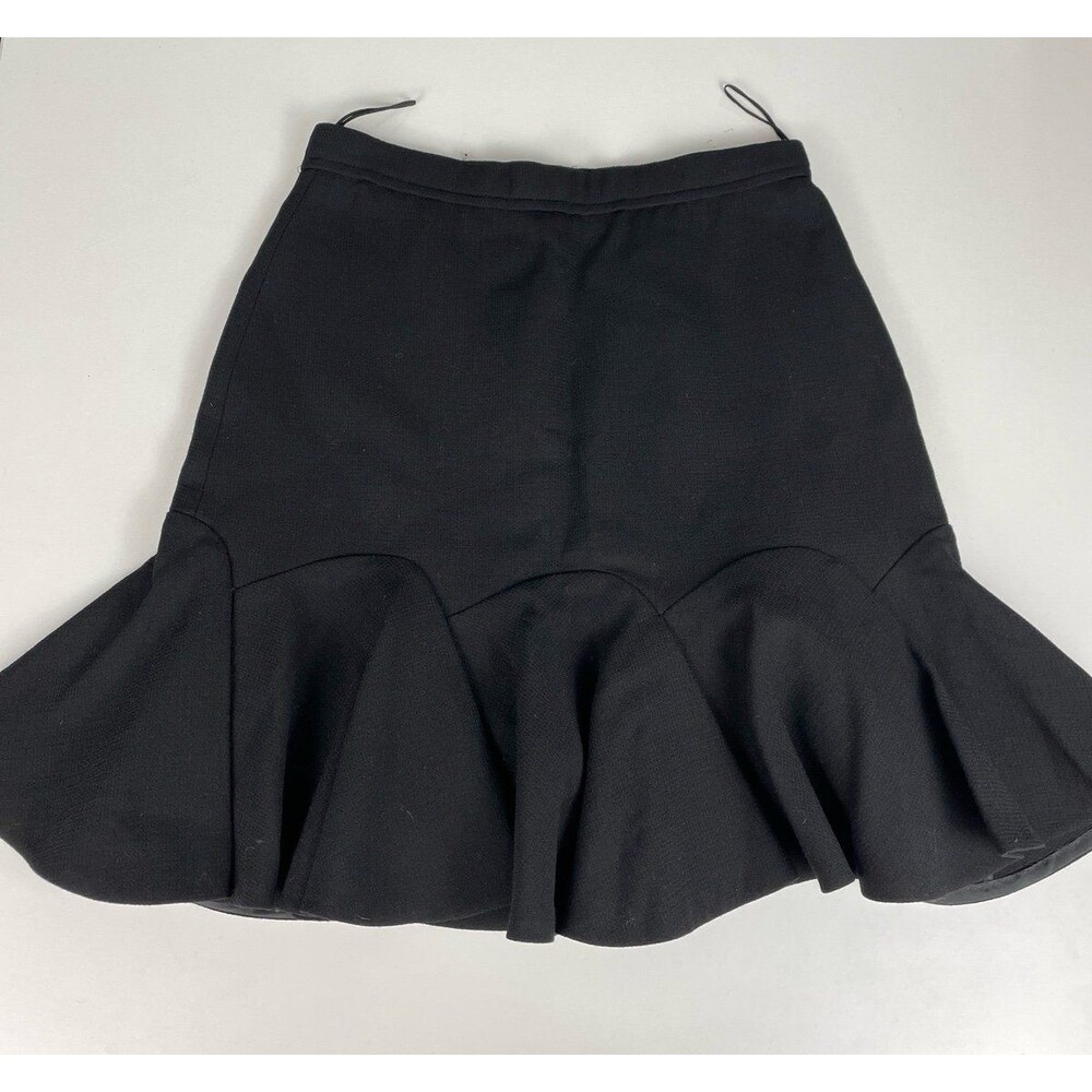 CARVEN Mini Skirt Black Crepe High waisted Sz 38  lined Wool and viscose
